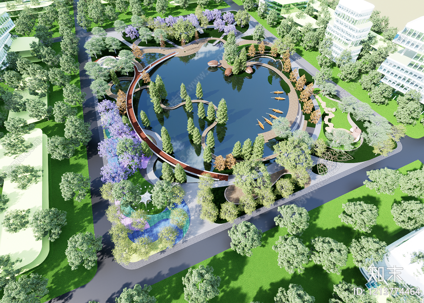 现代主义景观景观公园SU模型下载【ID:1213774464】