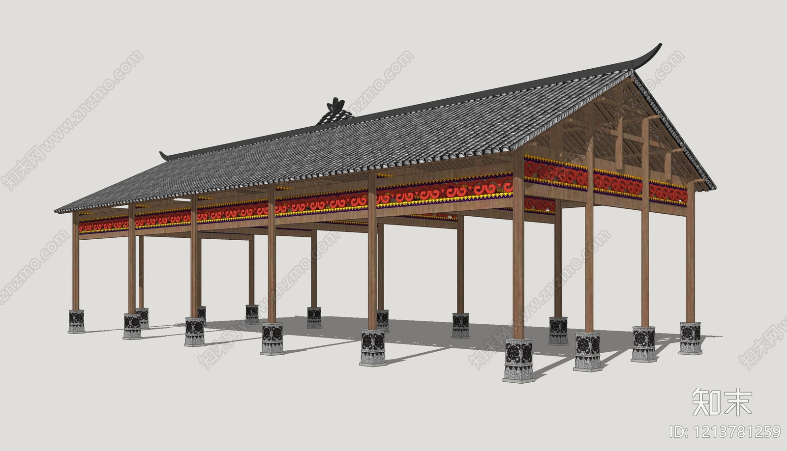 新中式连廊SU模型下载【ID:1213781259】