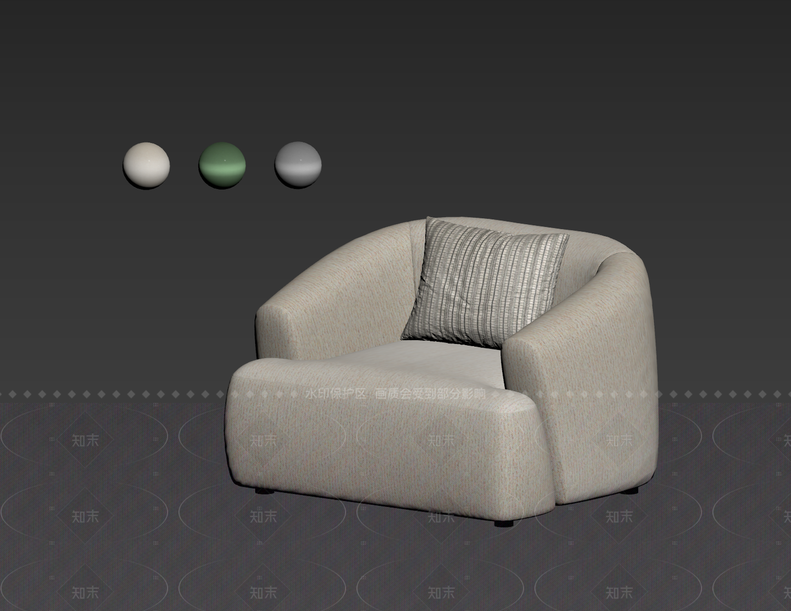 奶油风单人沙发3D模型下载【ID:1213784129】