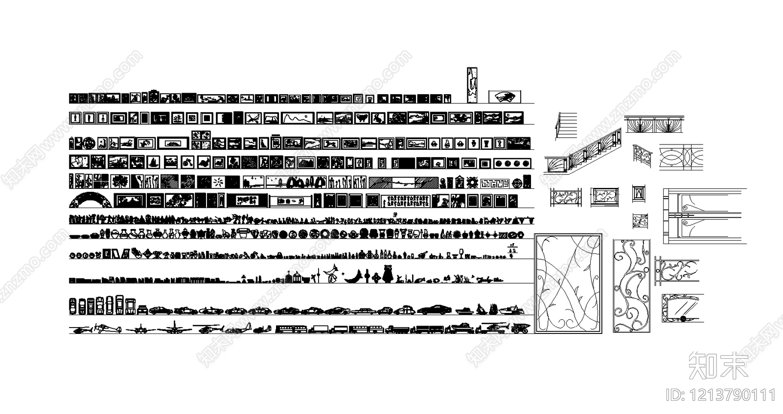 现代简约家具图库施工图下载【ID:1213790111】