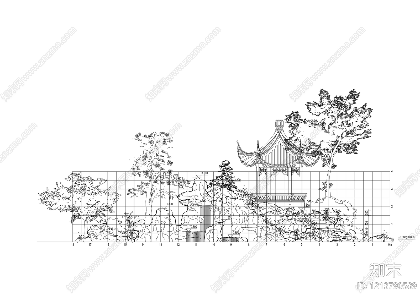 中式假山水景图库cad施工图下载【ID:1213790589】