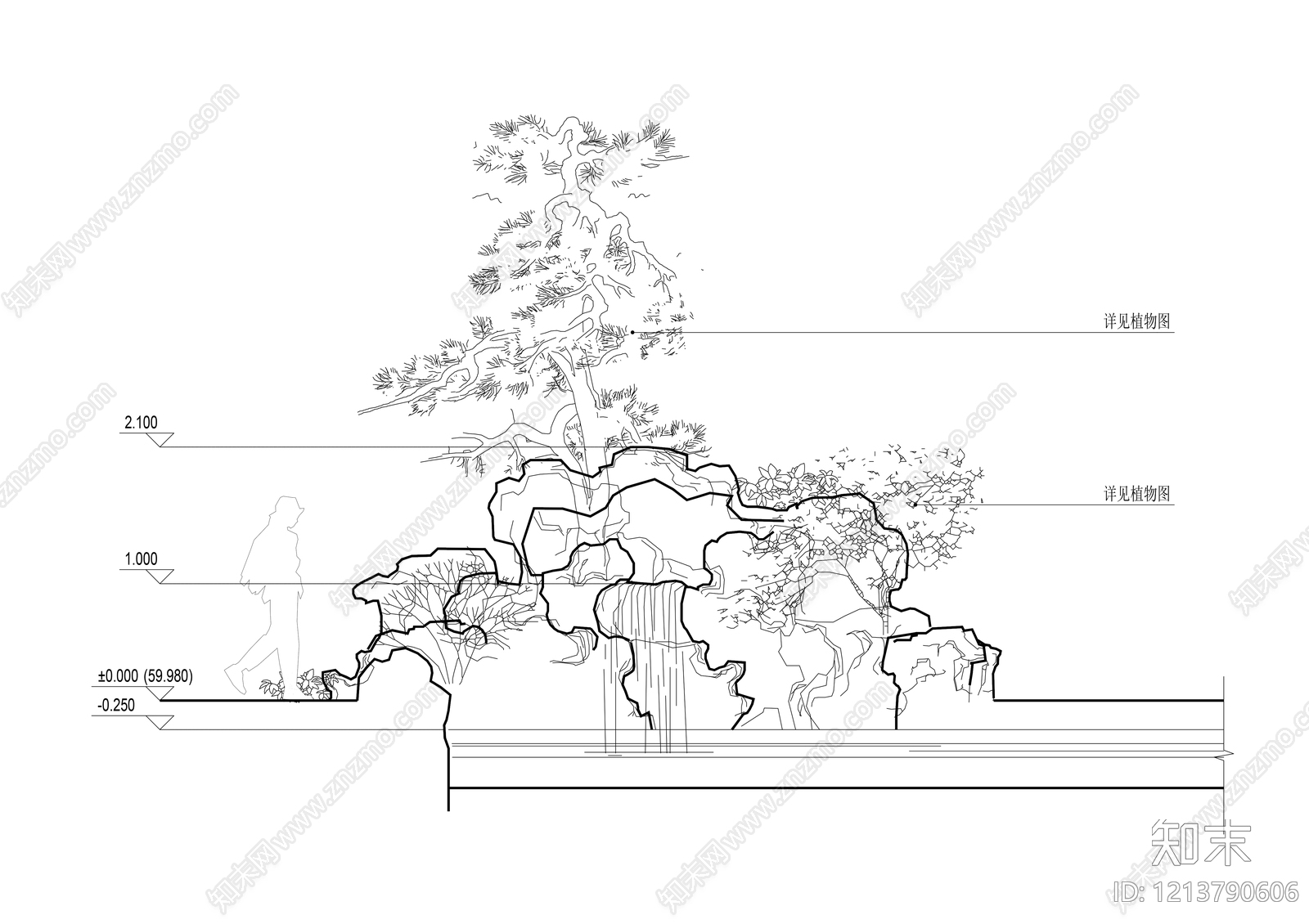 中式假山水景图库cad施工图下载【ID:1213790606】