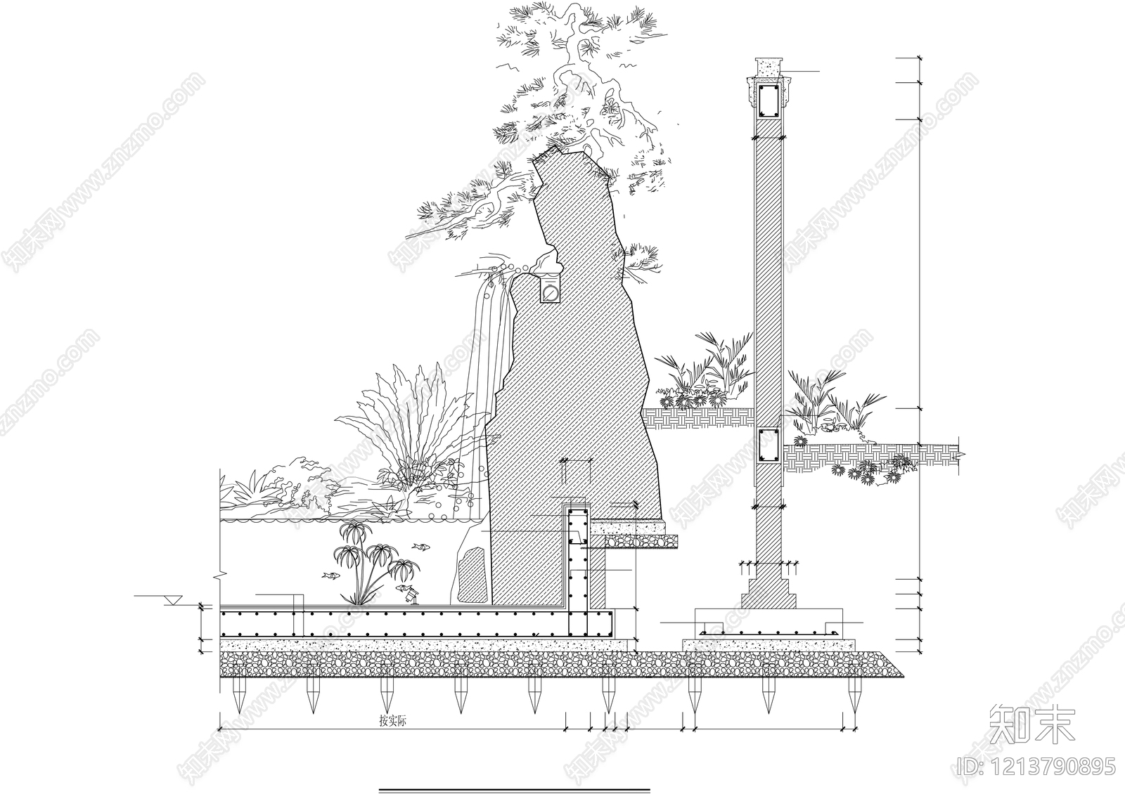 中式假山水景图库cad施工图下载【ID:1213790895】