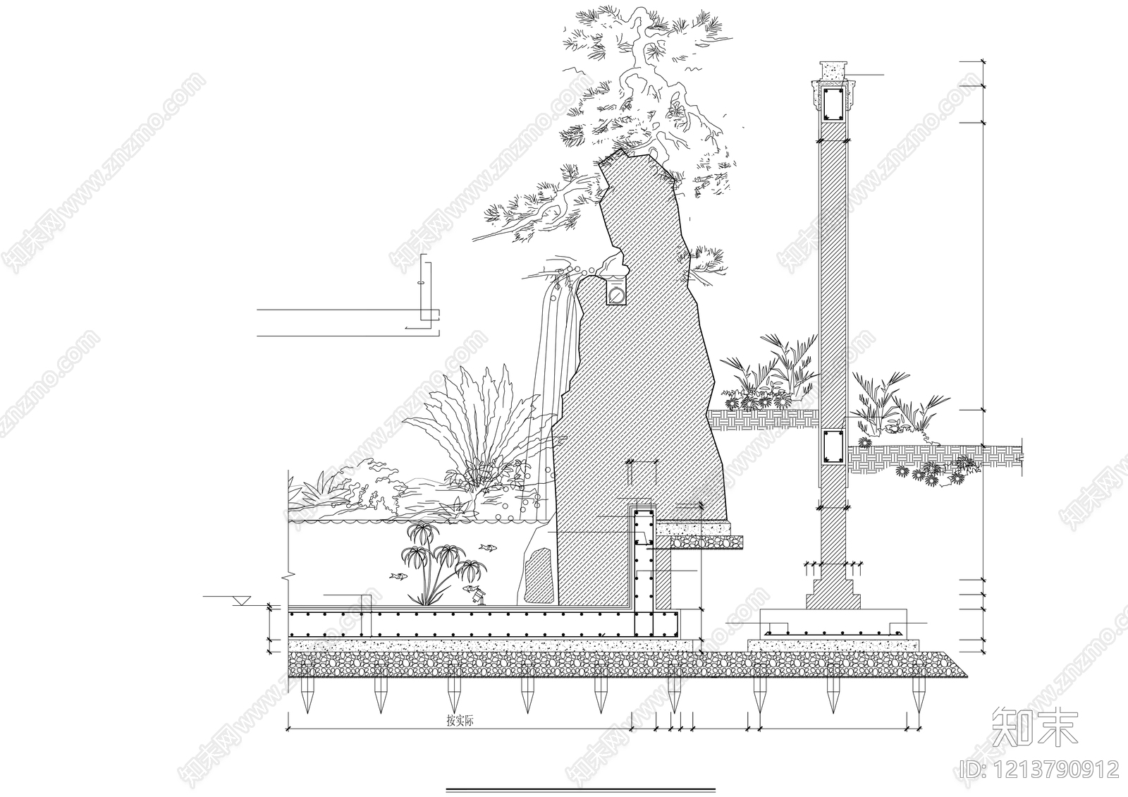 中式假山水景图库cad施工图下载【ID:1213790912】
