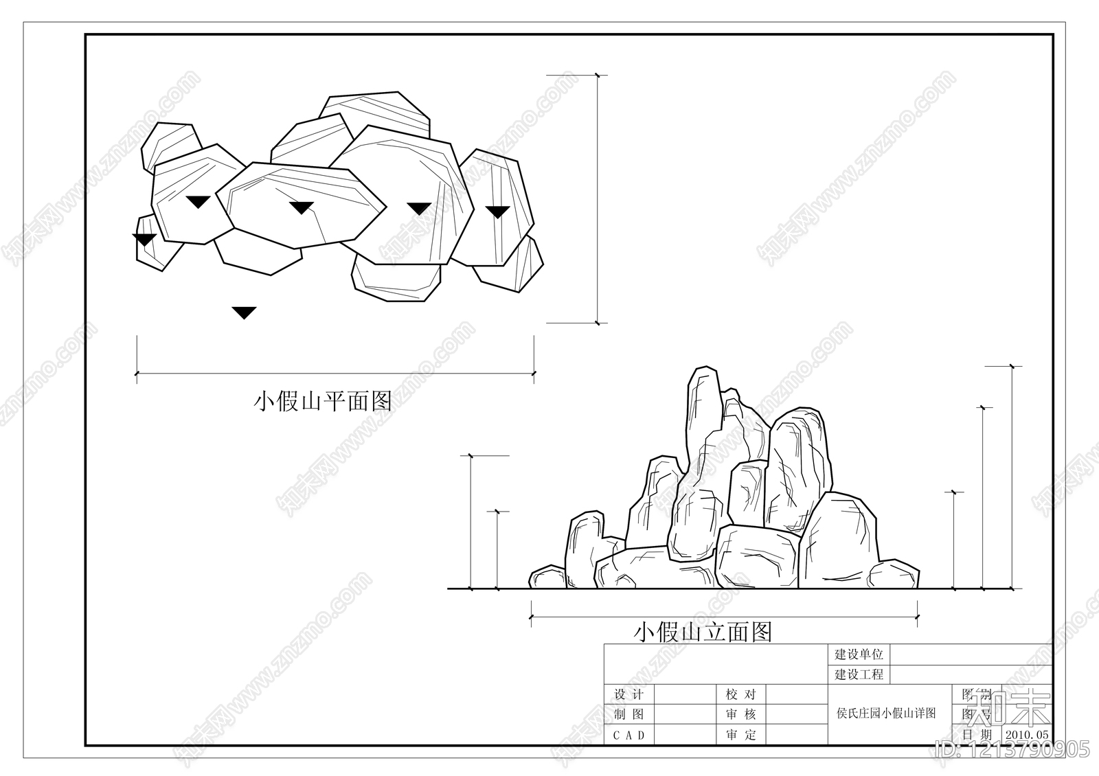 中式假山水景图库cad施工图下载【ID:1213790905】