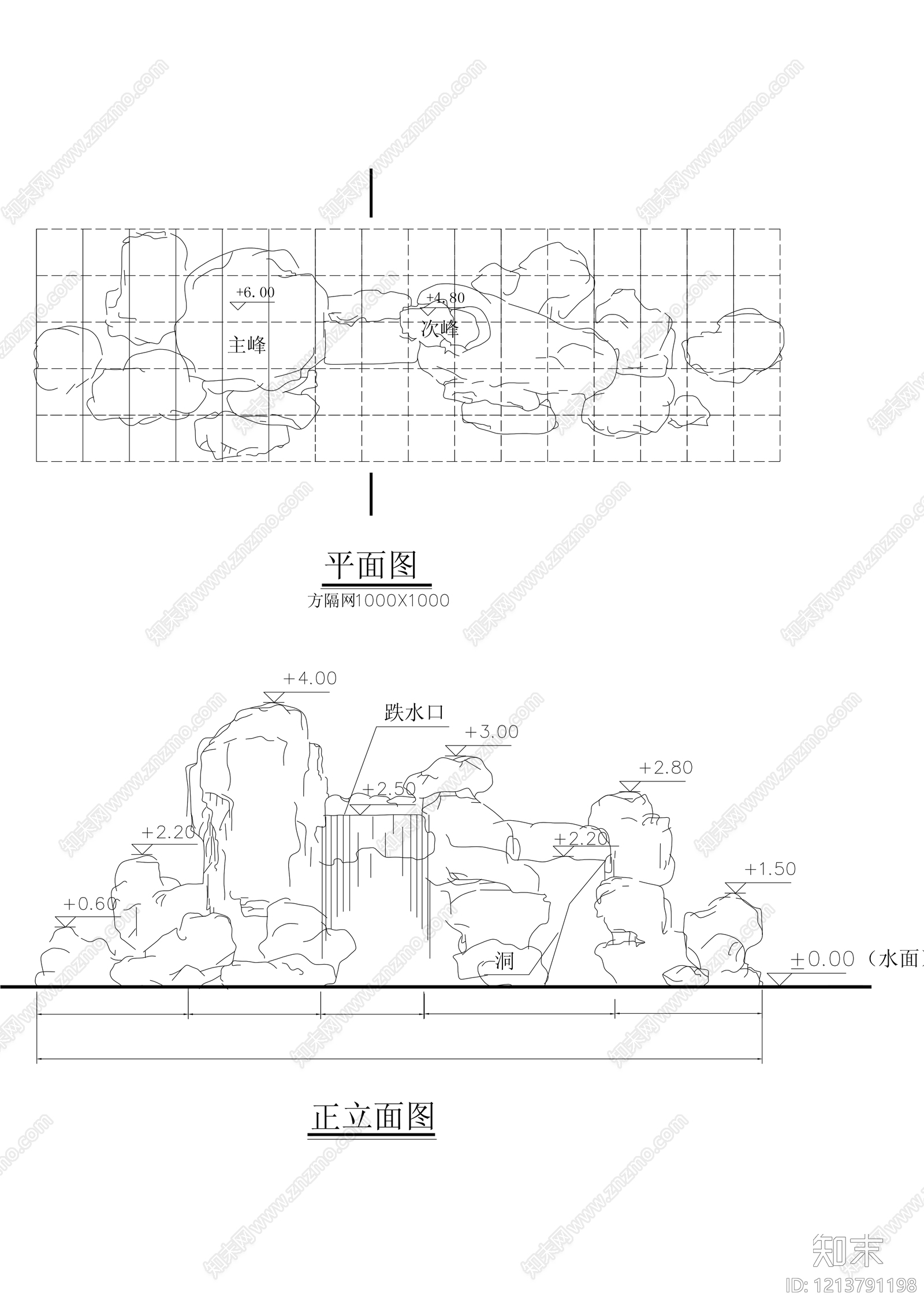 中式假山水景图库cad施工图下载【ID:1213791198】