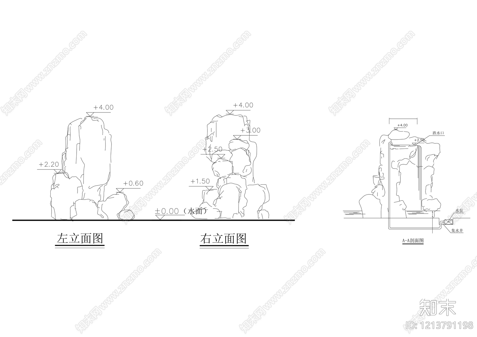 中式假山水景图库cad施工图下载【ID:1213791198】
