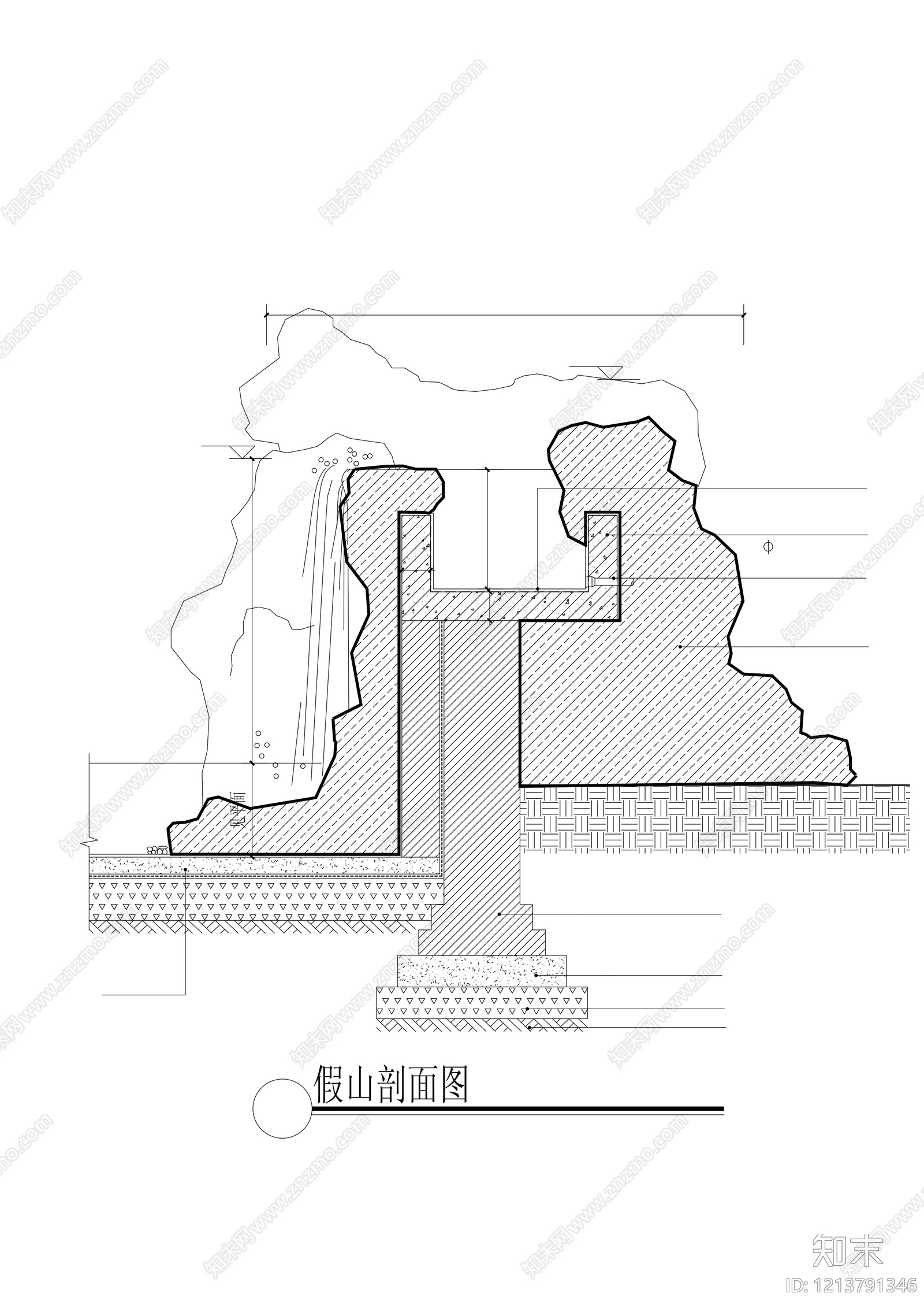 中式假山水景图库cad施工图下载【ID:1213791346】