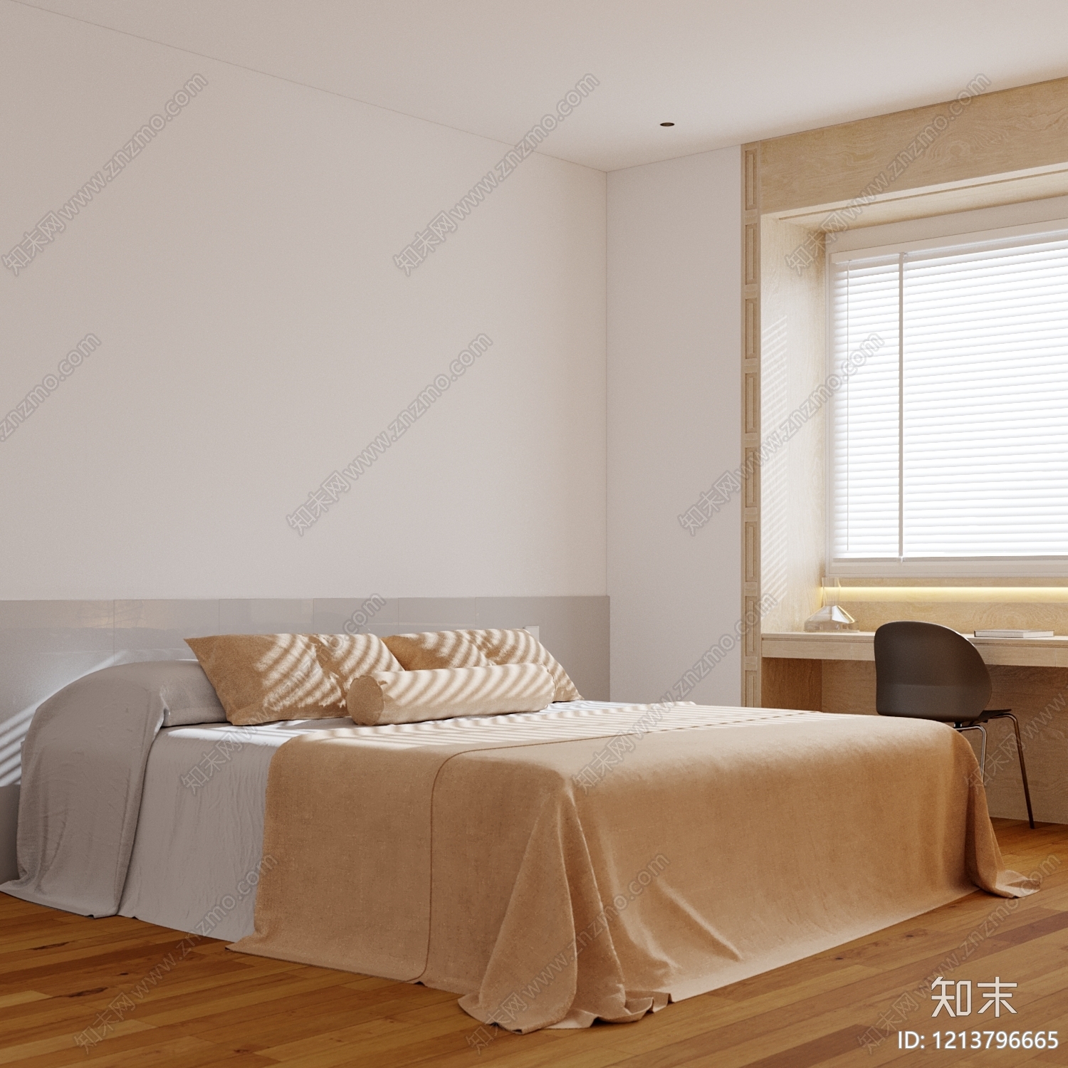 奶油风家居卧室SU模型下载【ID:1213796665】