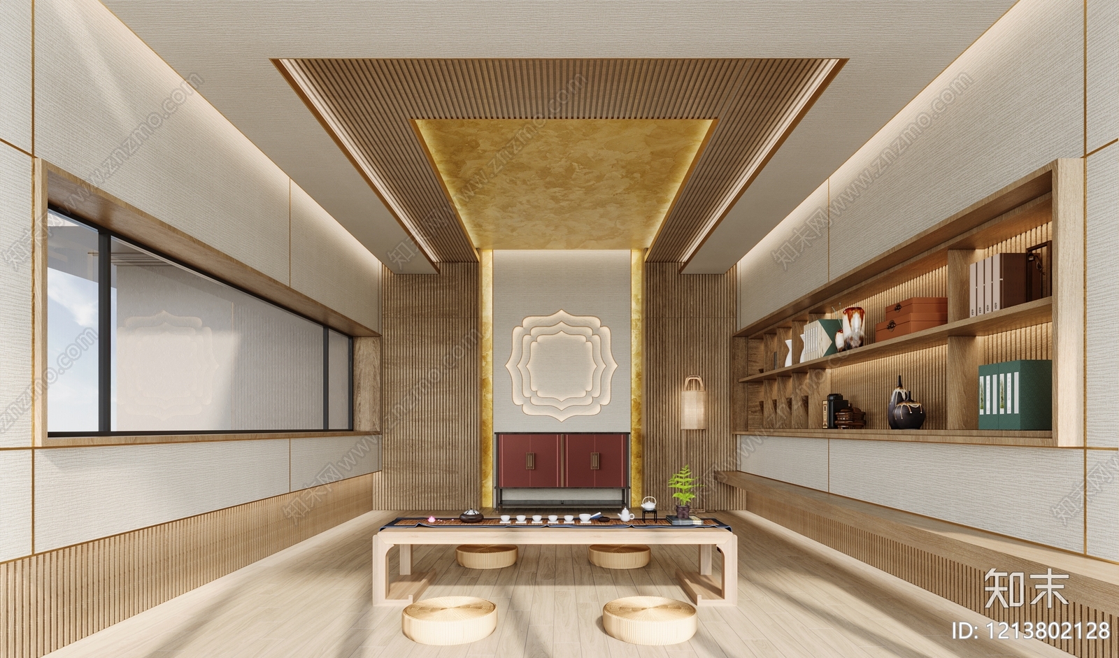 新中式茶室SU模型下载【ID:1213802128】