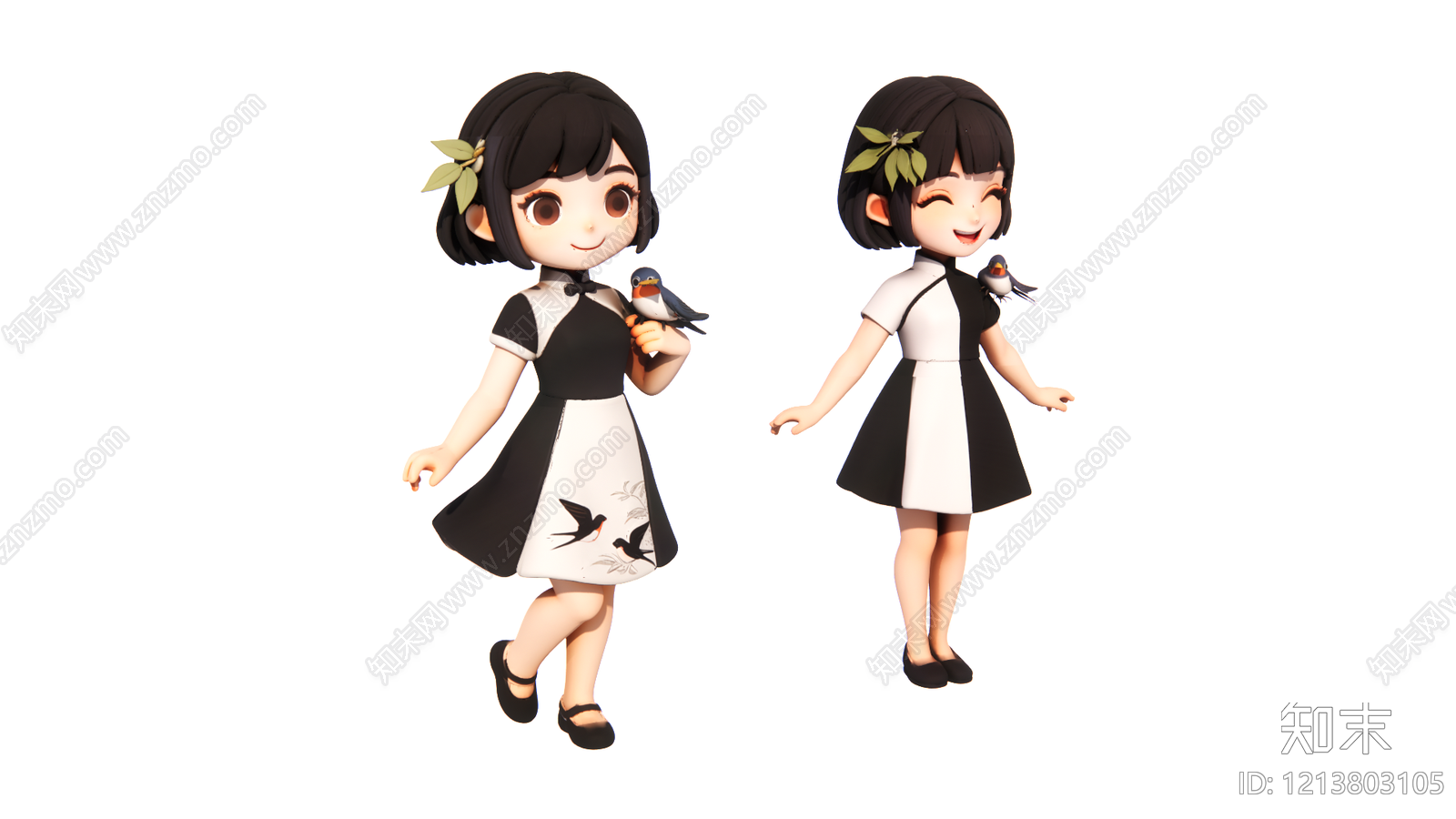 新中式虚拟人物SU模型下载【ID:1213803105】