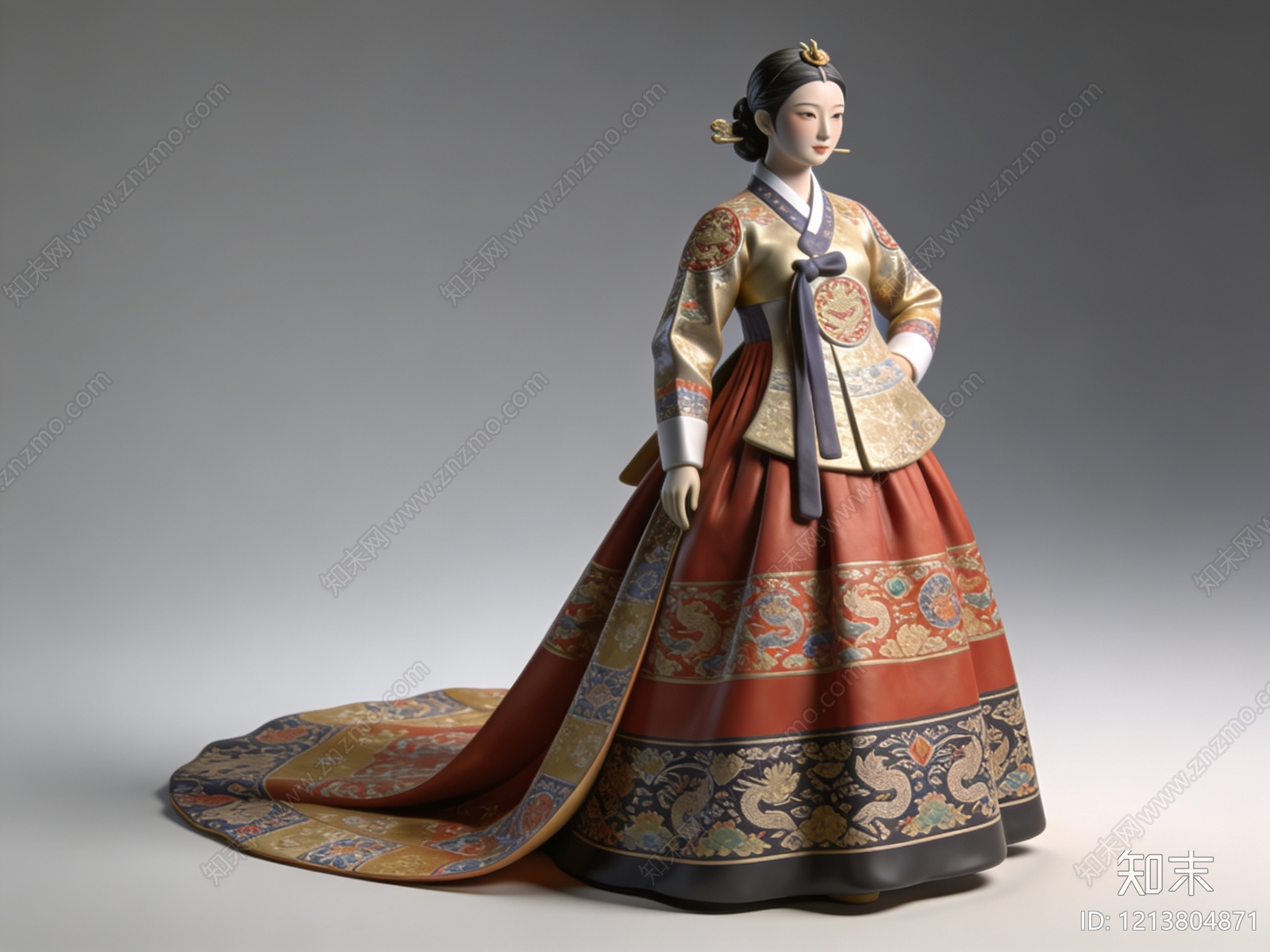 韩服传统风格虚拟人物SU模型下载【ID:1213804871】