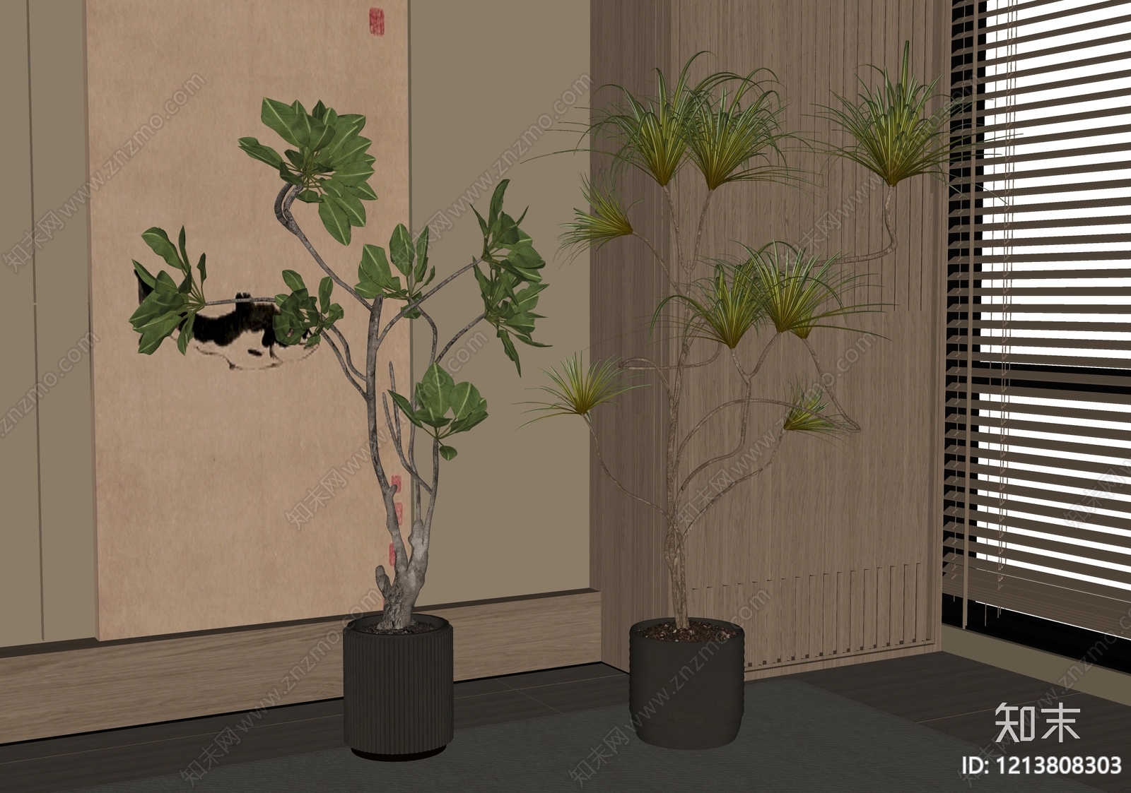 新中式盆栽SU模型下载【ID:1213808303】