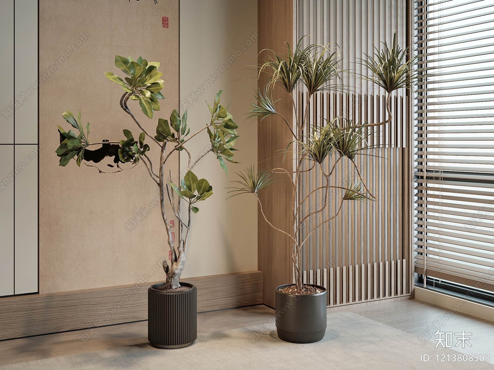 新中式盆栽SU模型下载【ID:1213808303】