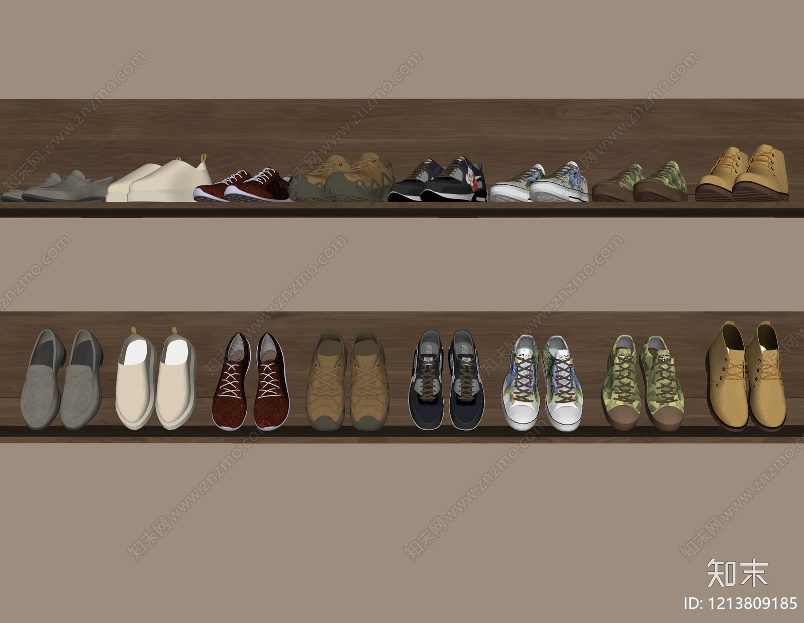 原木风鞋子SU模型下载【ID:1213809185】