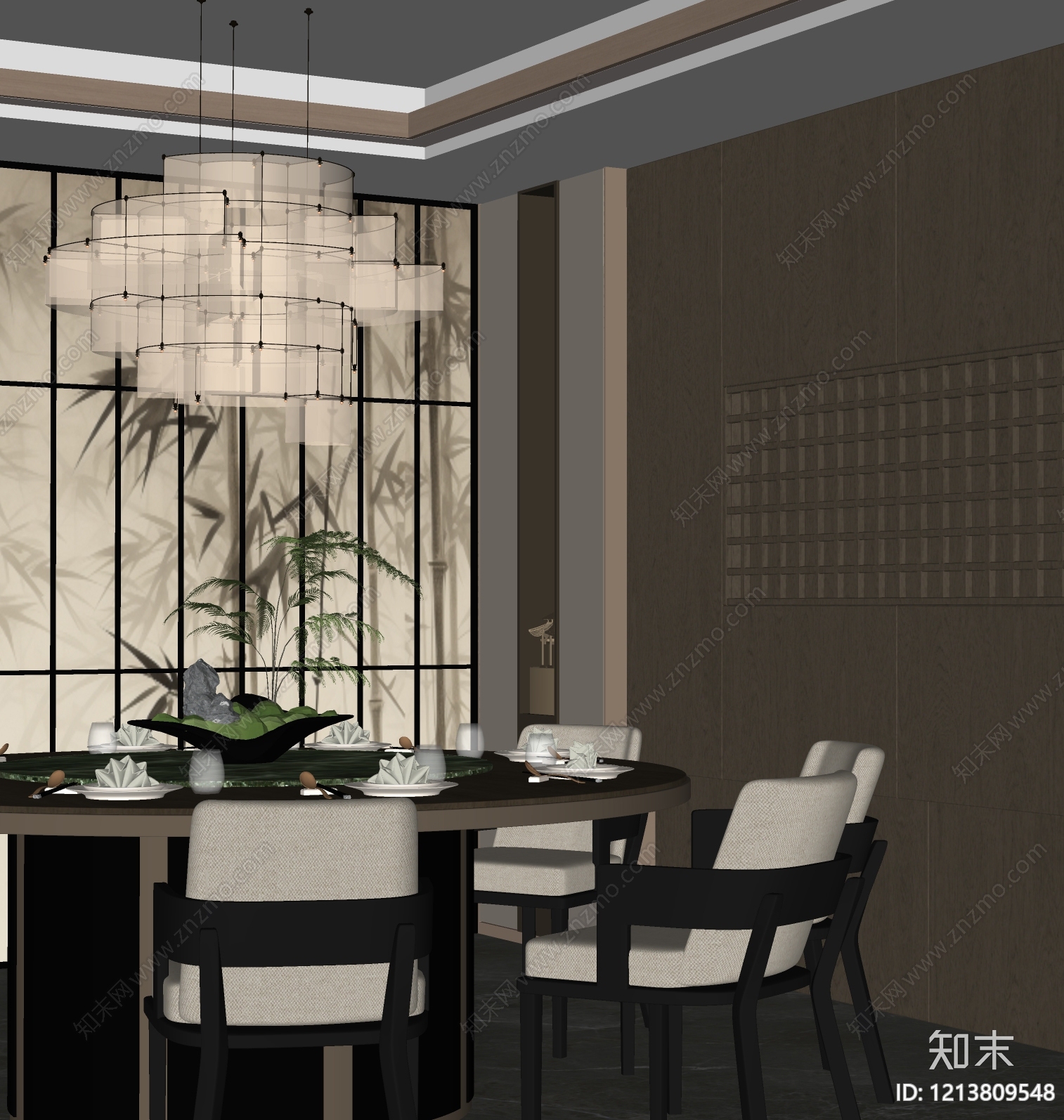 新中式包厢SU模型下载【ID:1213809548】