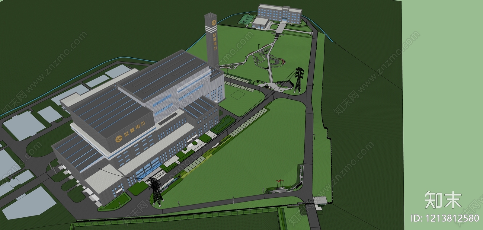 现代主义发电厂SU模型下载【ID:1213812580】