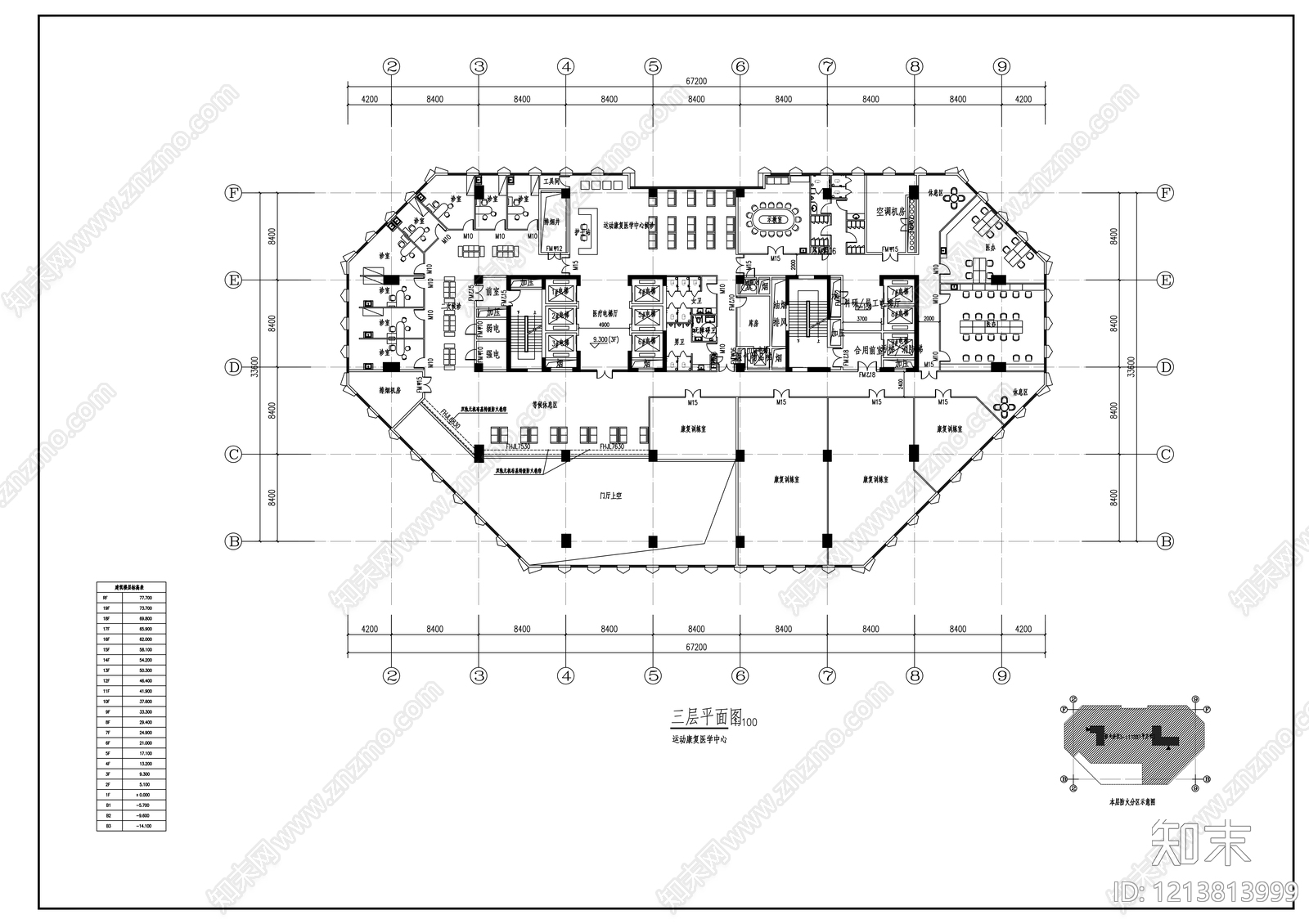 现代医院建筑cad施工图下载【ID:1213813999】
