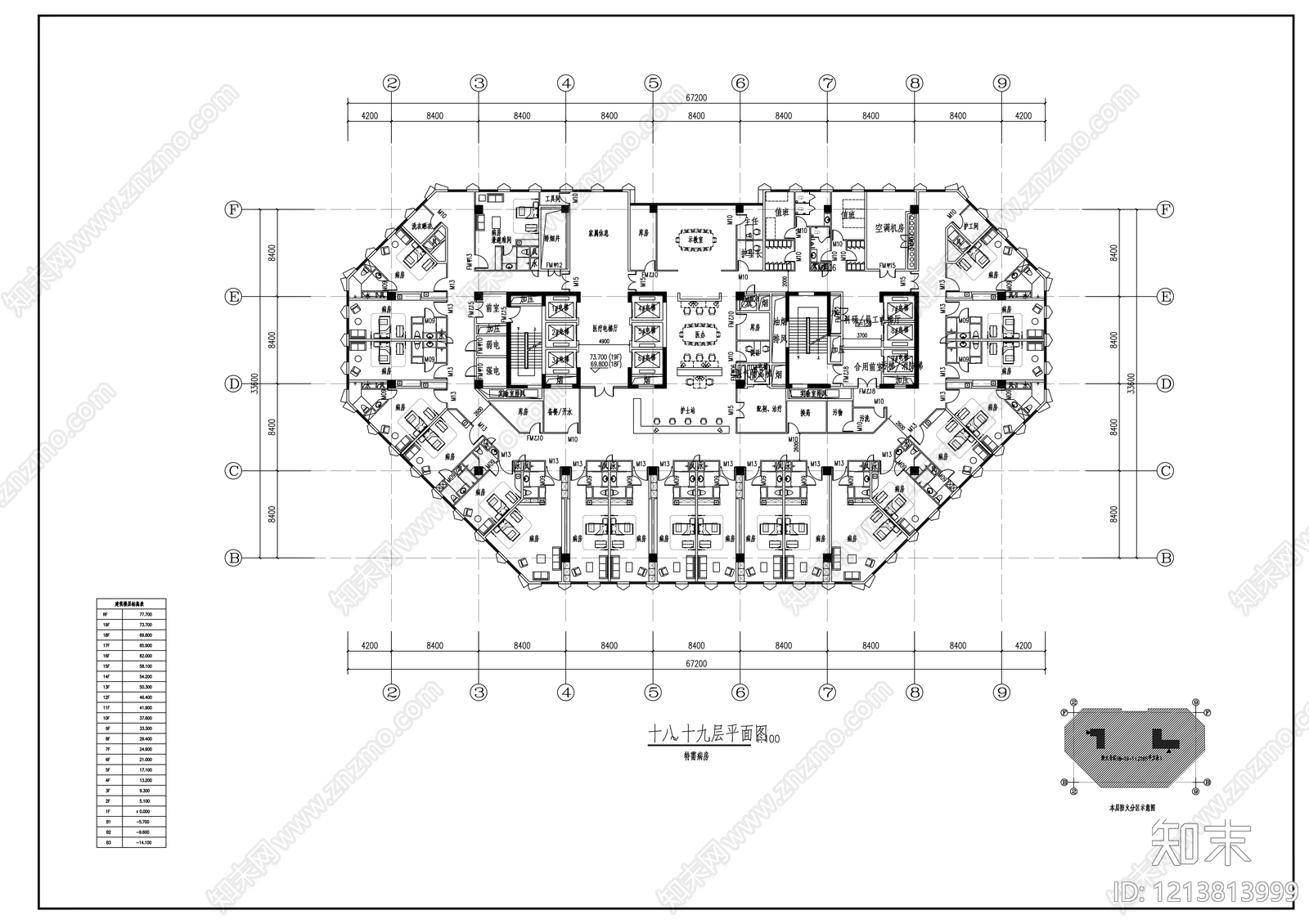 现代医院建筑cad施工图下载【ID:1213813999】