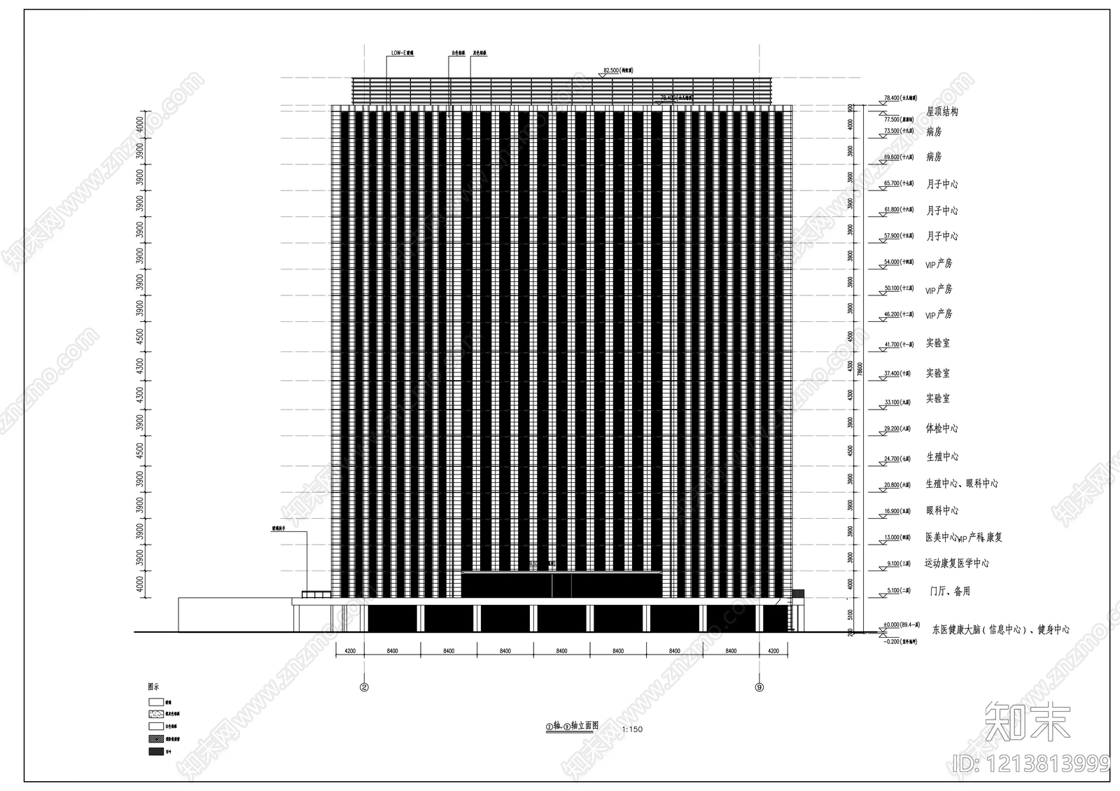 现代医院建筑cad施工图下载【ID:1213813999】