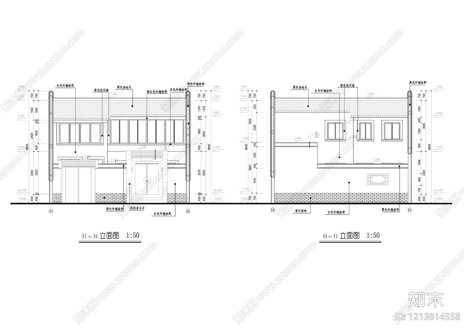 新中式四合院cad施工图下载【ID:1213814558】