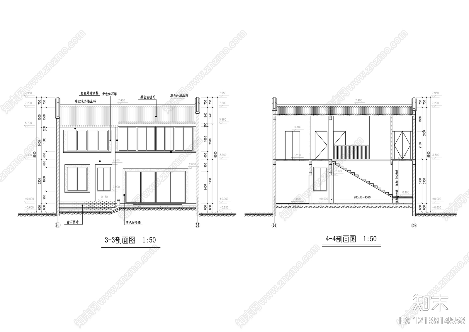 新中式四合院cad施工图下载【ID:1213814558】
