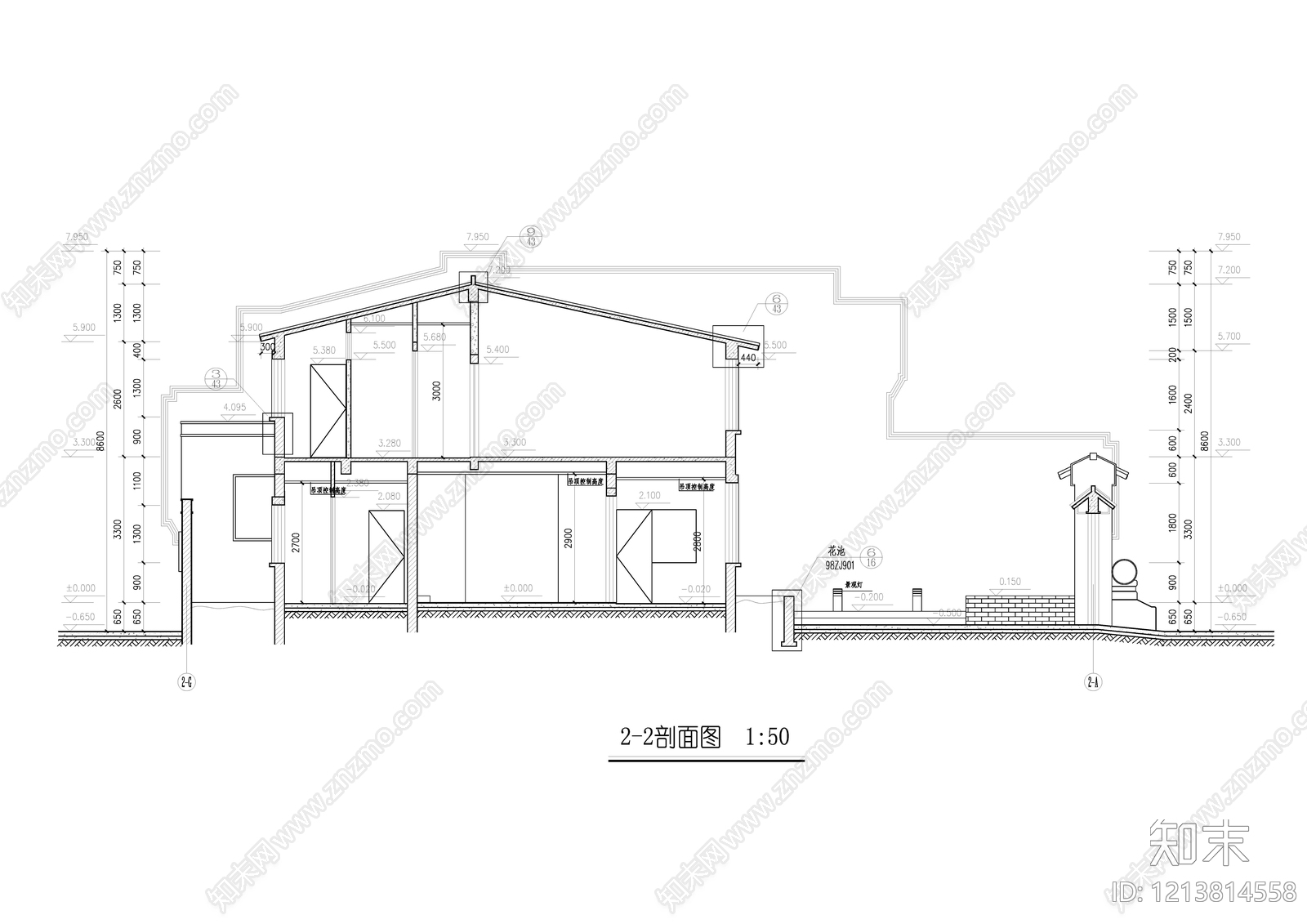 新中式四合院cad施工图下载【ID:1213814558】