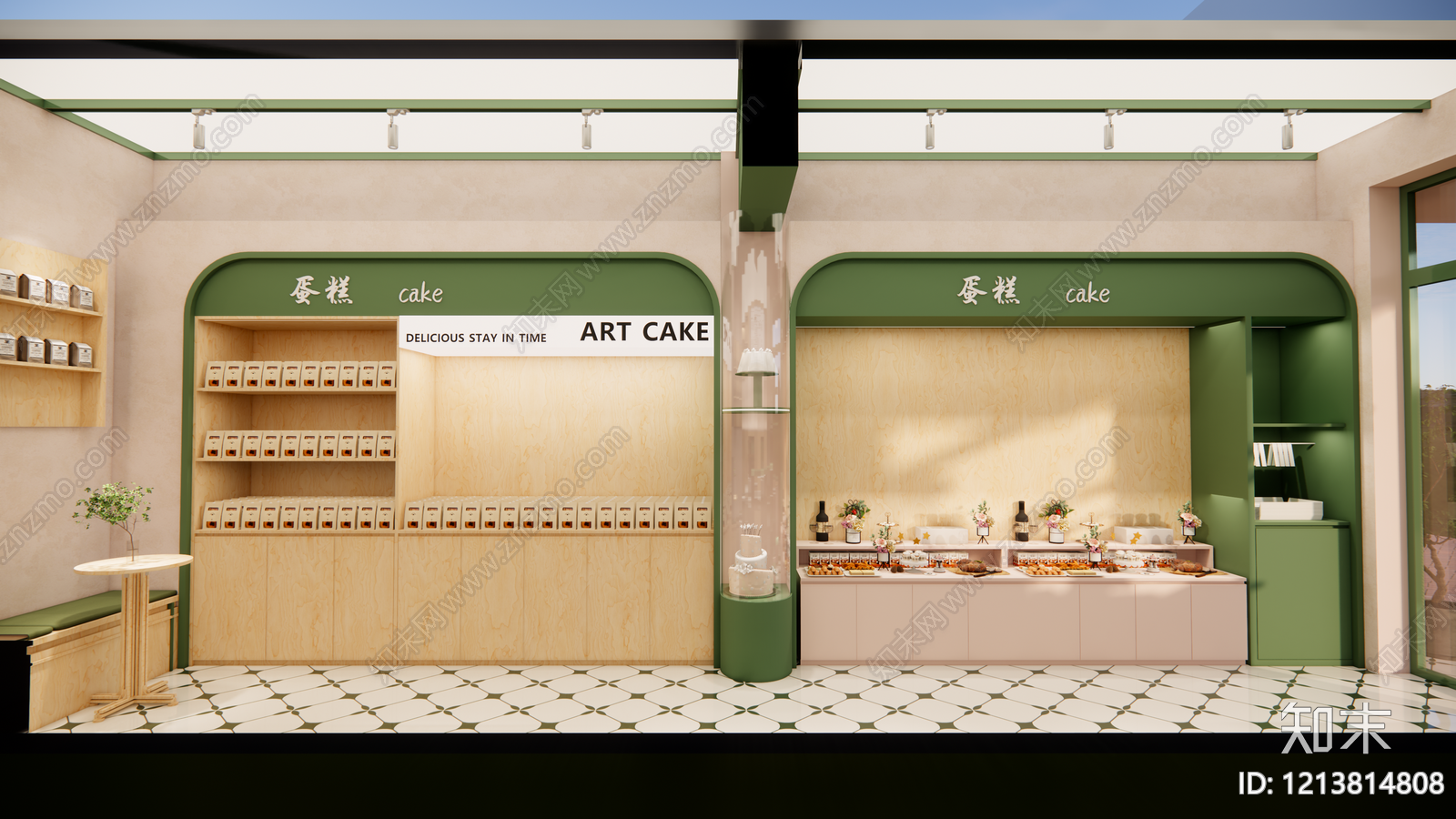 奶油风甜品面包店SU模型下载【ID:1213814808】