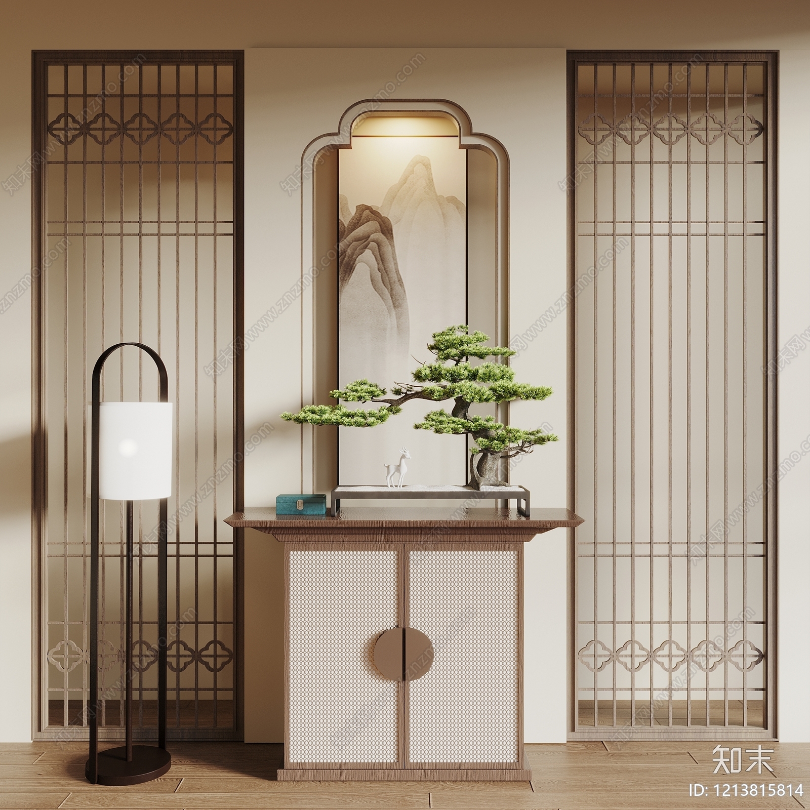 新中式玄关SU模型下载【ID:1213815814】