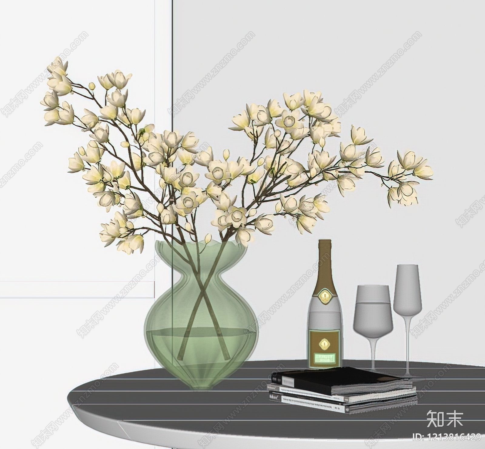 奶油风花艺SU模型下载【ID:1213816429】