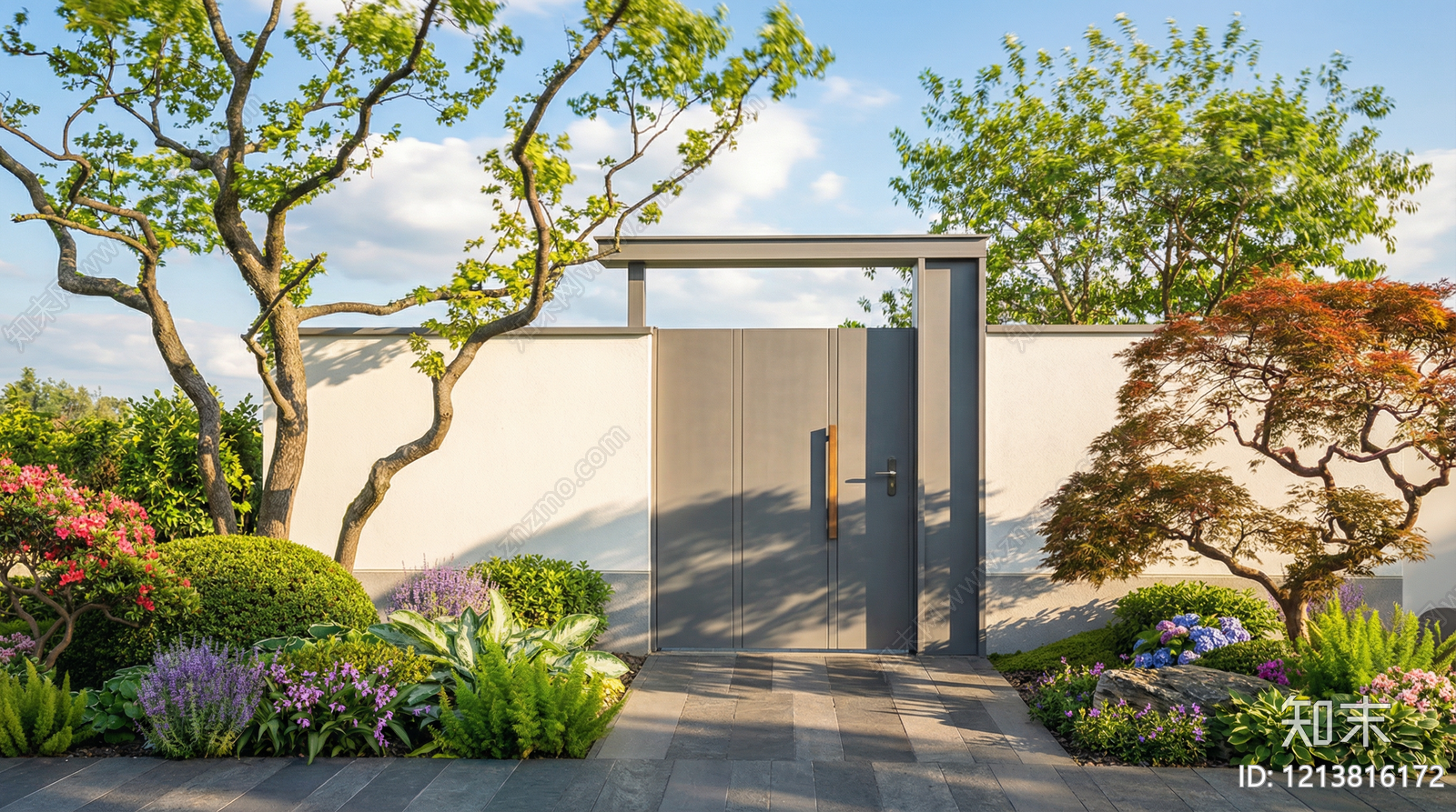 新中式景观入口大门SU模型下载【ID:1213816172】