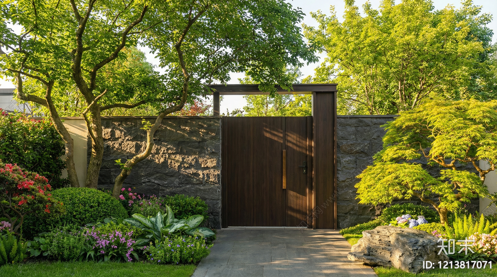新中式景观入口大门SU模型下载【ID:1213817071】