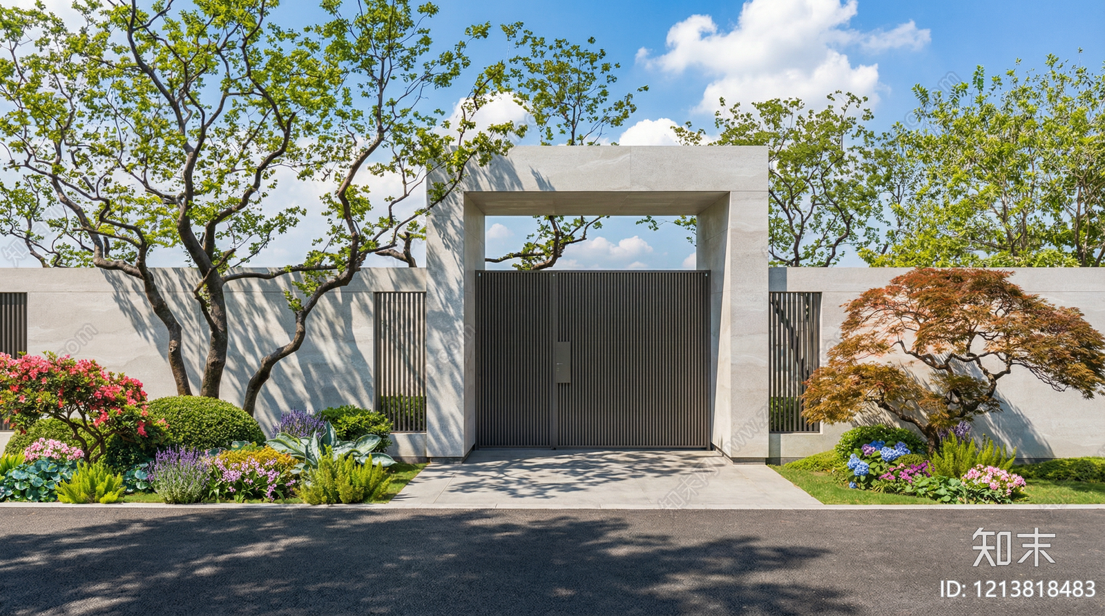 新中式景观入口大门SU模型下载【ID:1213818483】