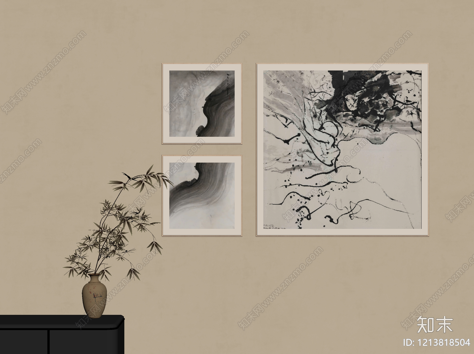 新中式家居客厅SU模型下载【ID:1213818504】