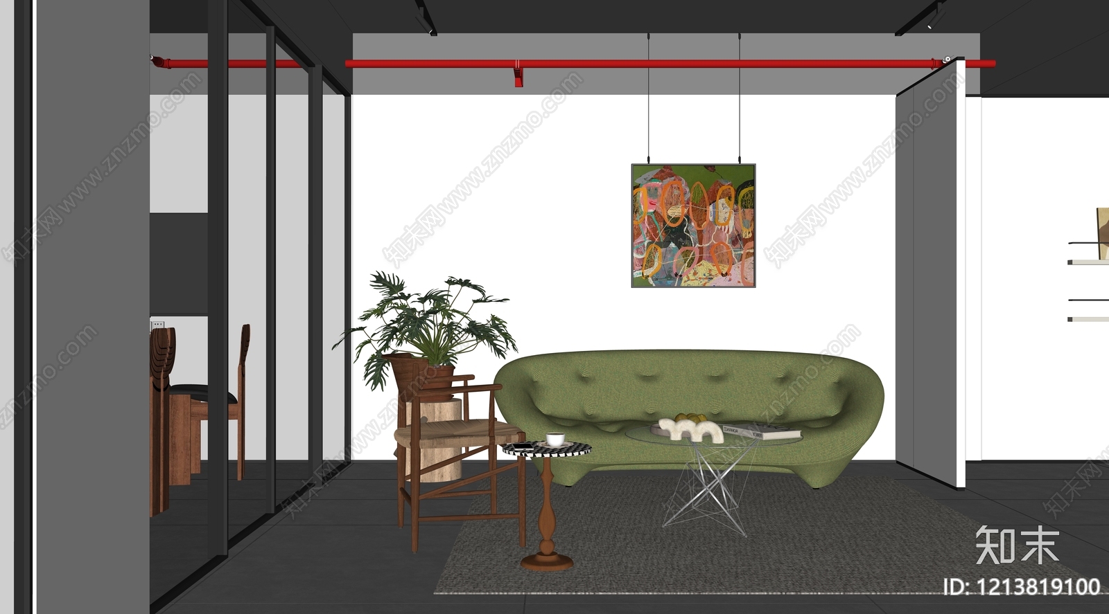 现代简约办公室SU模型下载【ID:1213819100】