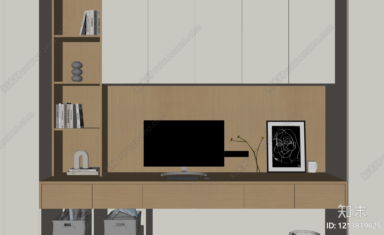 原木风储物柜SU模型下载【ID:1213819625】