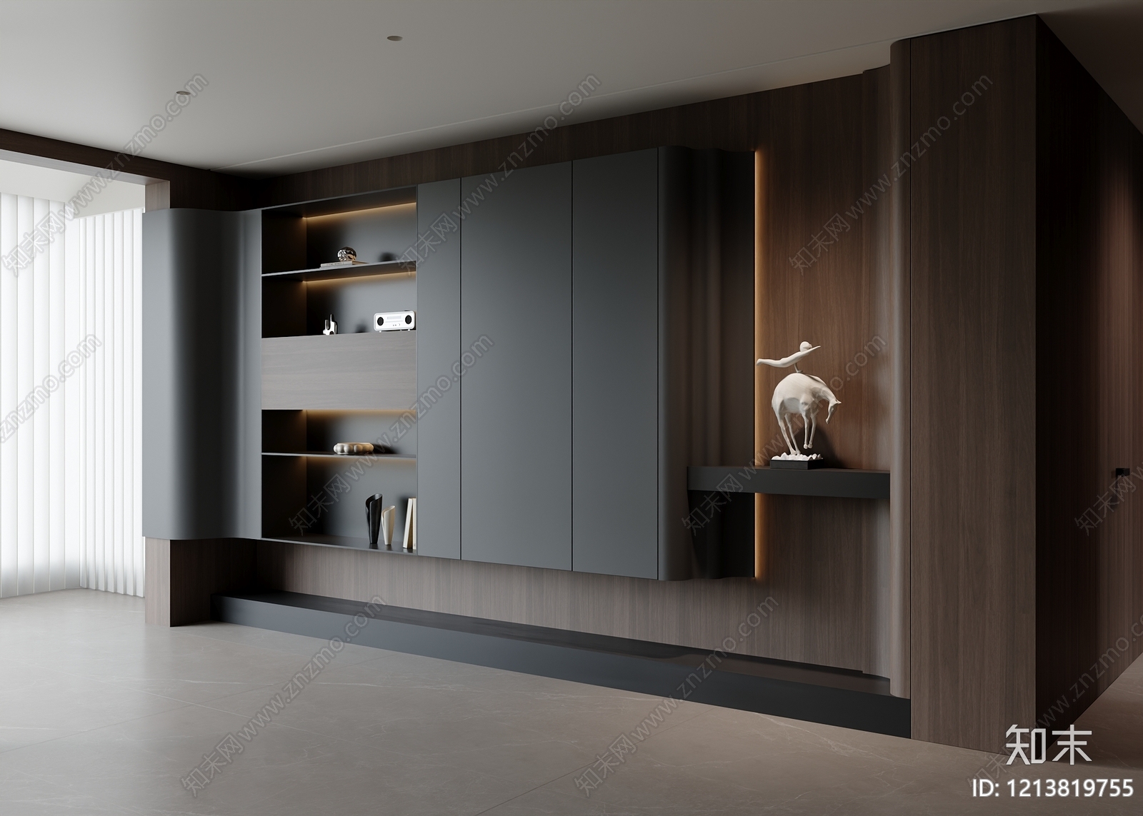 极简书柜3D模型下载【ID:1213819755】
