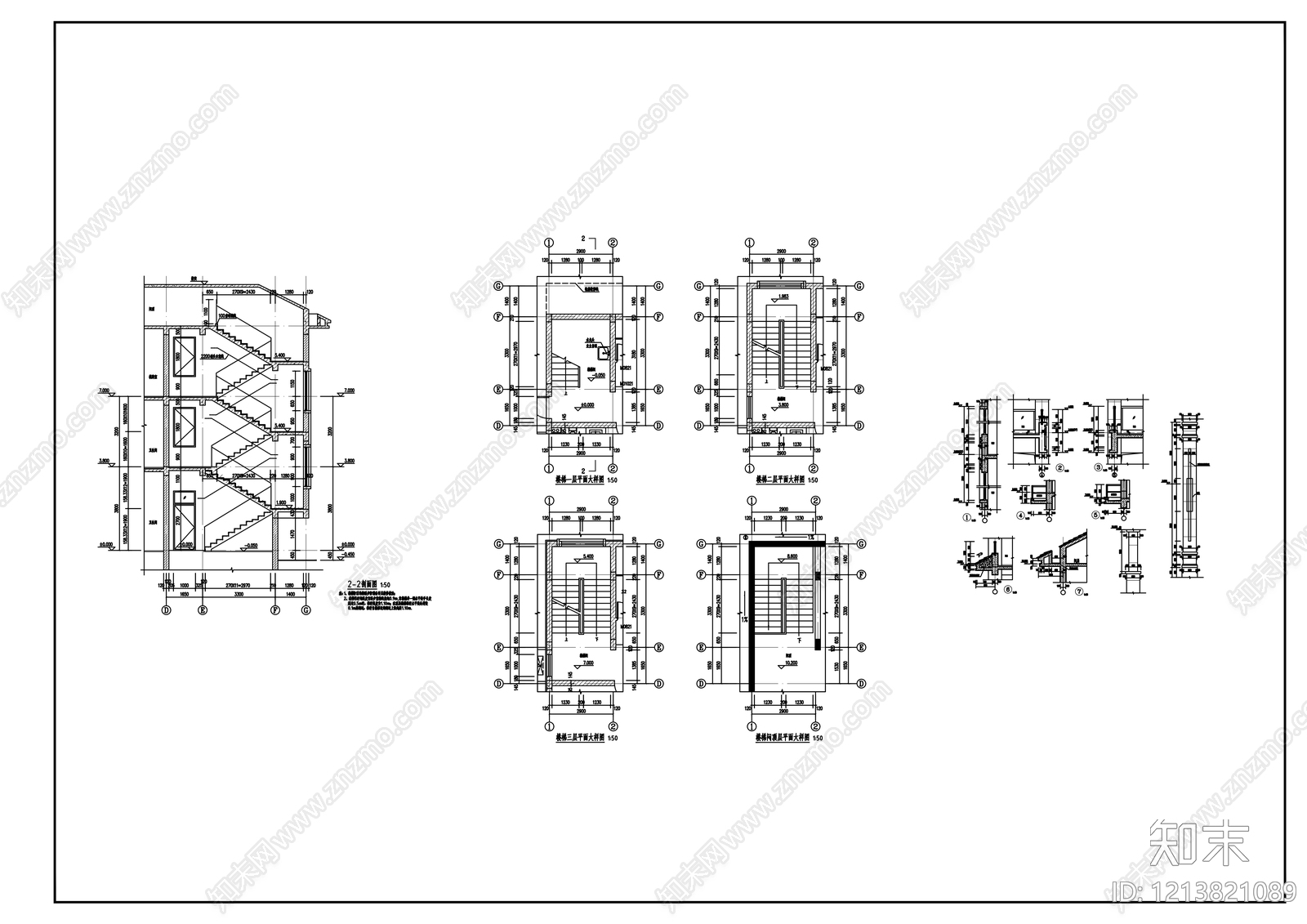 中式别墅建筑cad施工图下载【ID:1213821089】