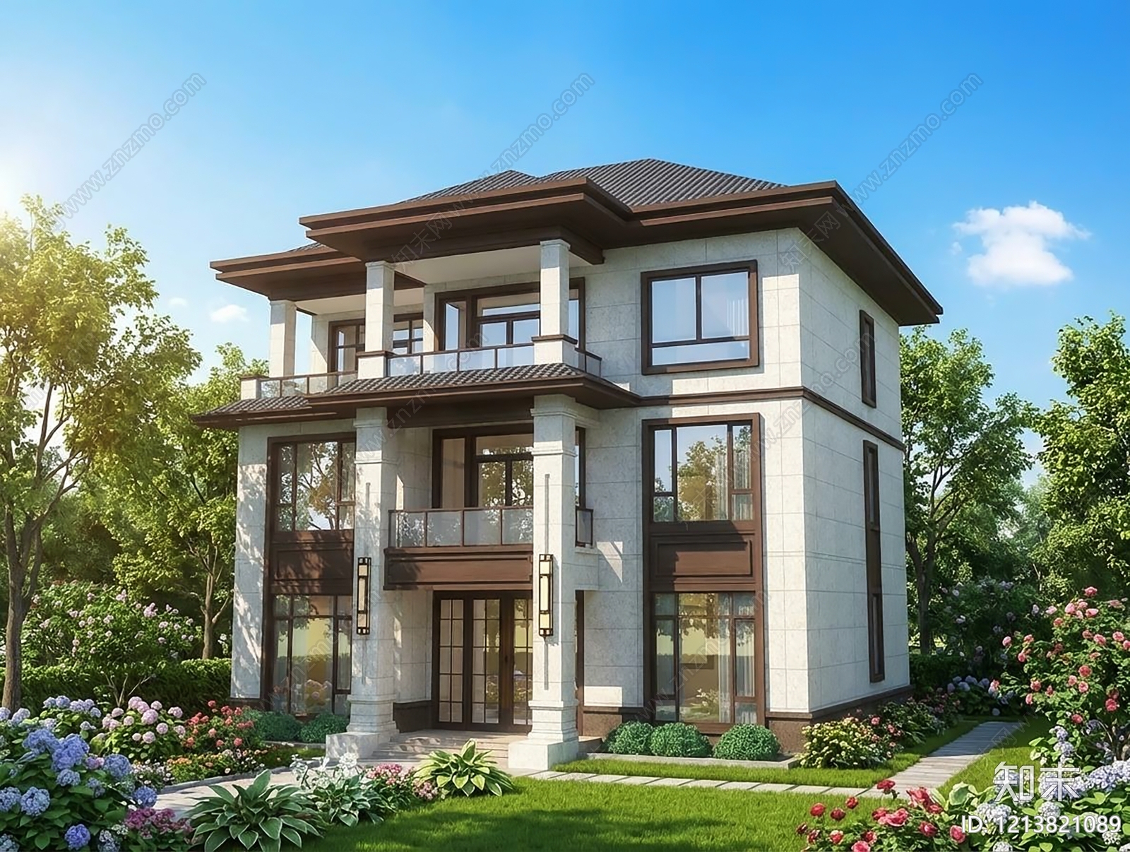 中式别墅建筑施工图下载【ID:1213821089】