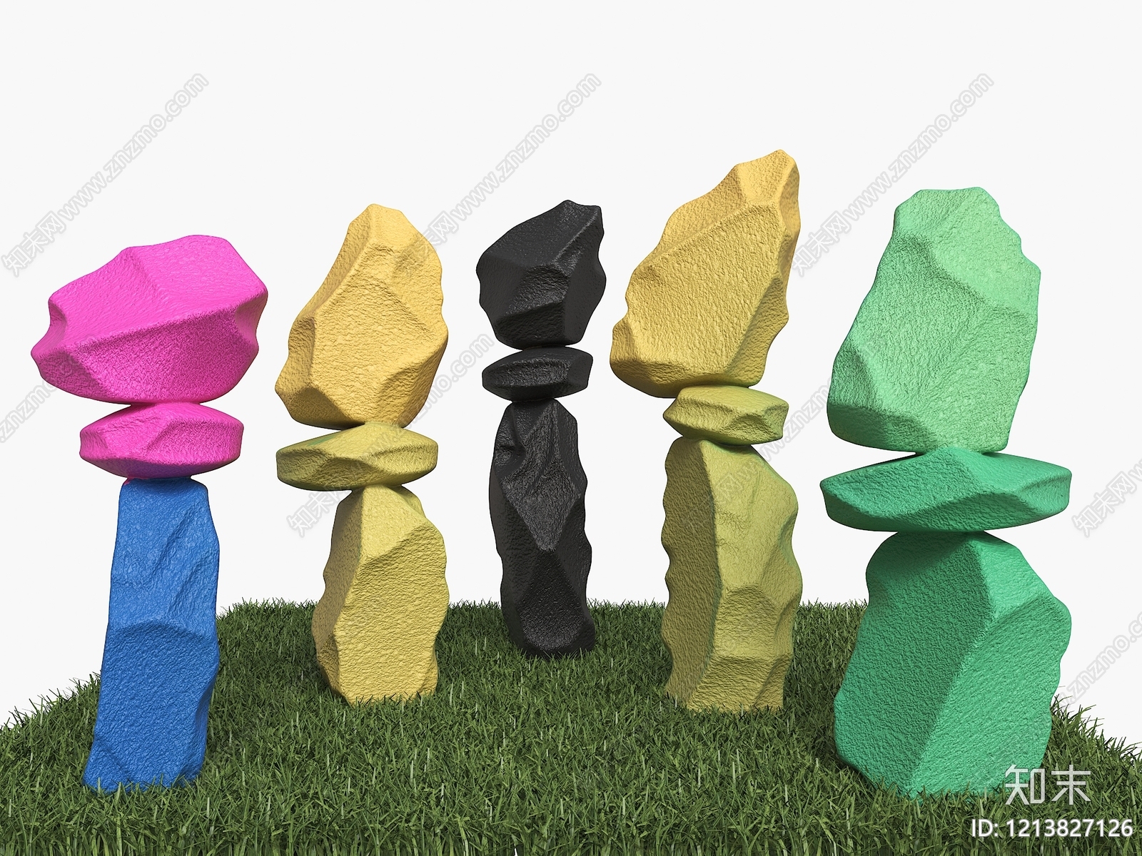 现代艺术装置雕塑摆件3D模型下载【ID:1213827126】