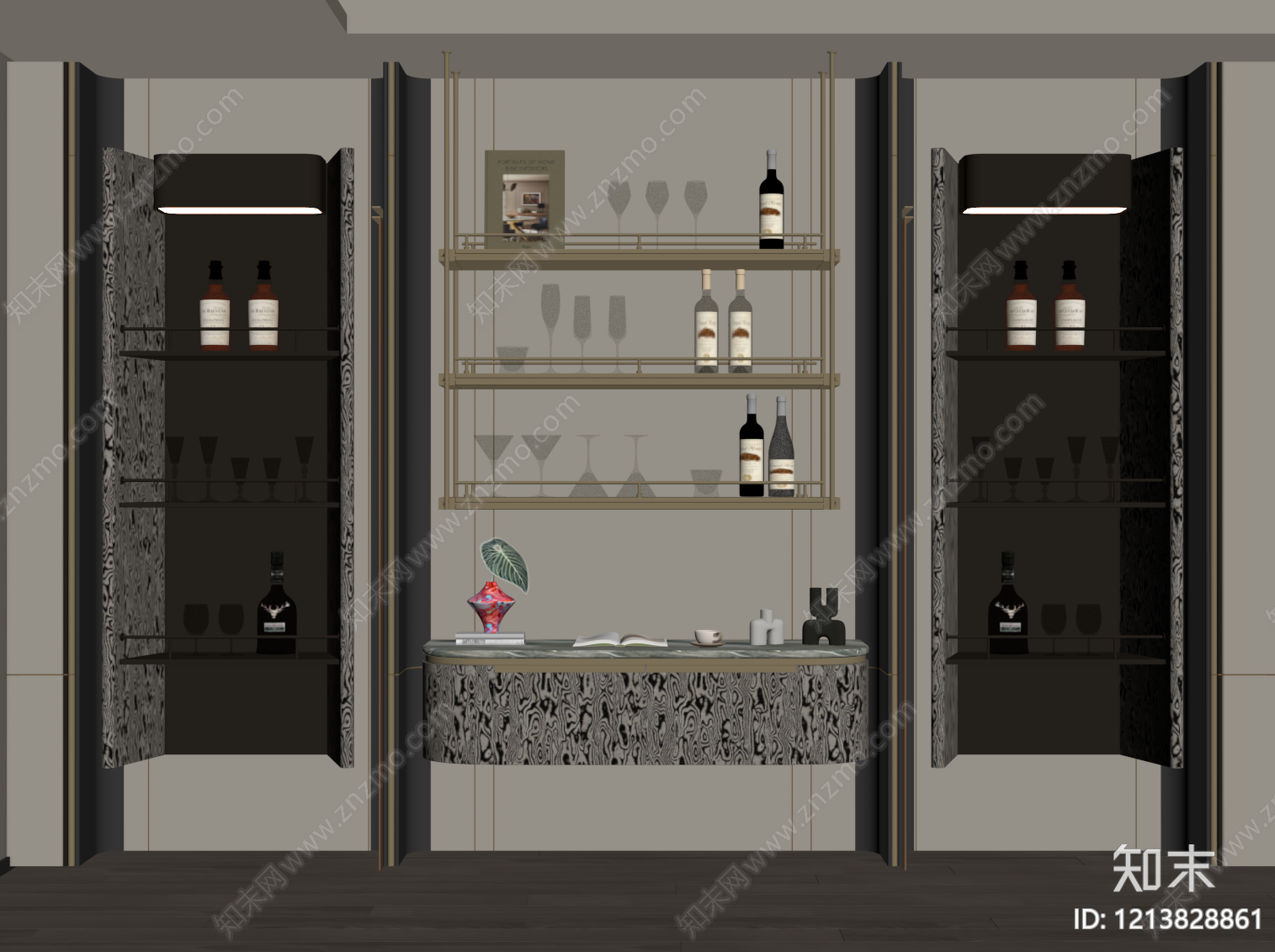现代酒柜SU模型下载【ID:1213828861】