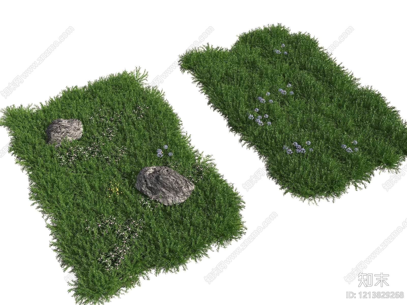 自然野趣风草坪SU模型下载【ID:1213829268】