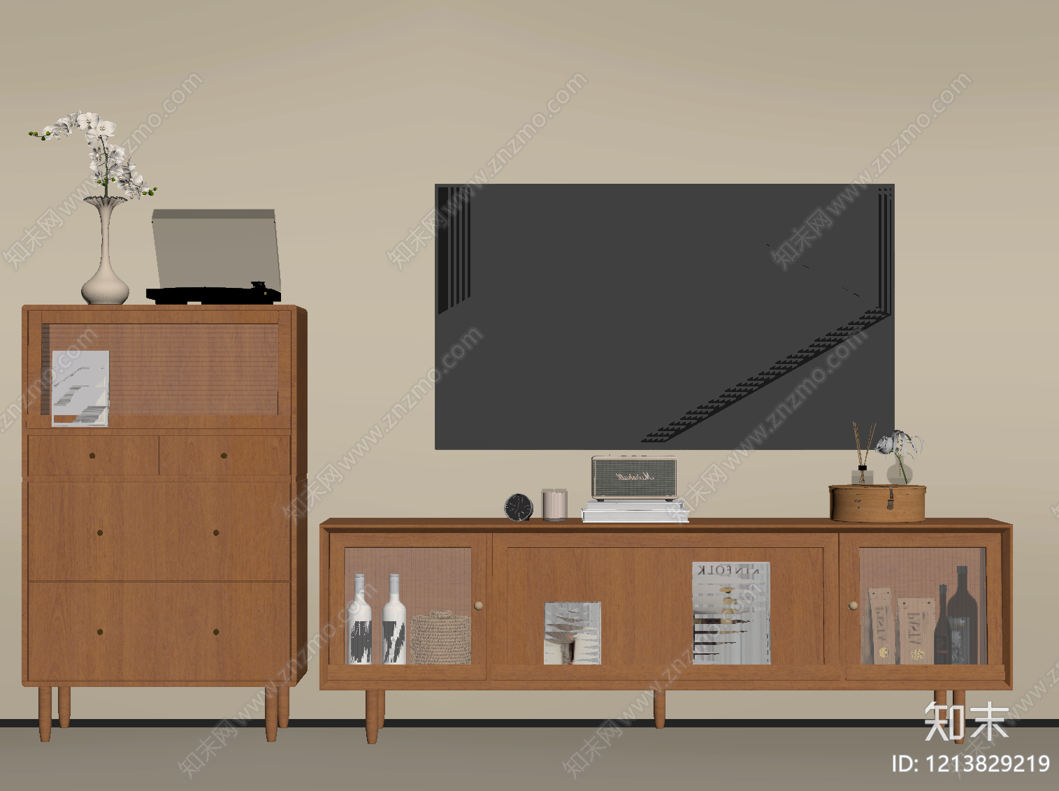 日式电视柜SU模型下载【ID:1213829219】
