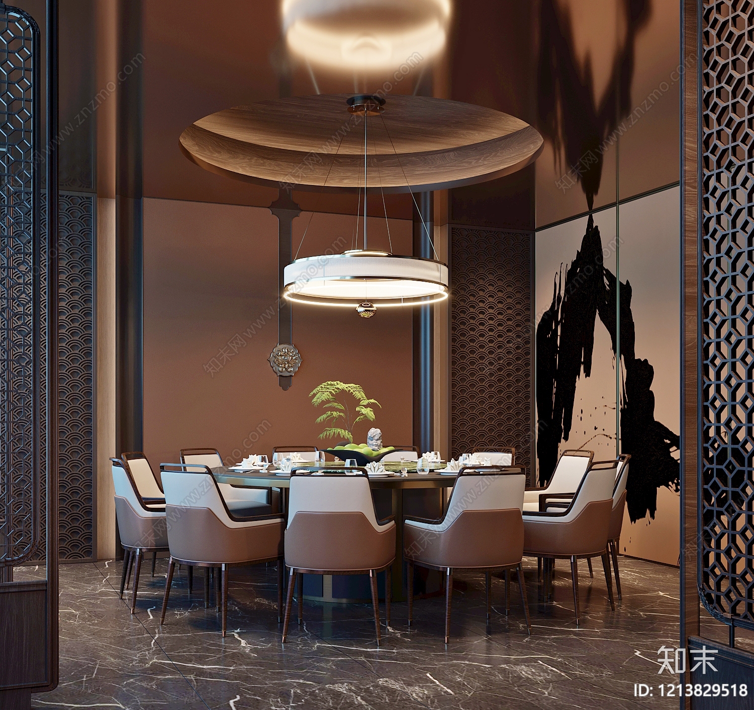 新中式包厢SU模型下载【ID:1213829518】