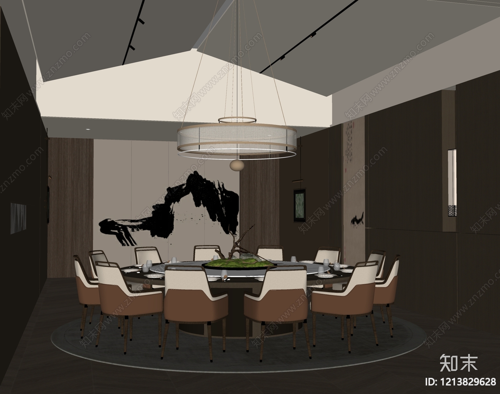 新中式包厢SU模型下载【ID:1213829628】