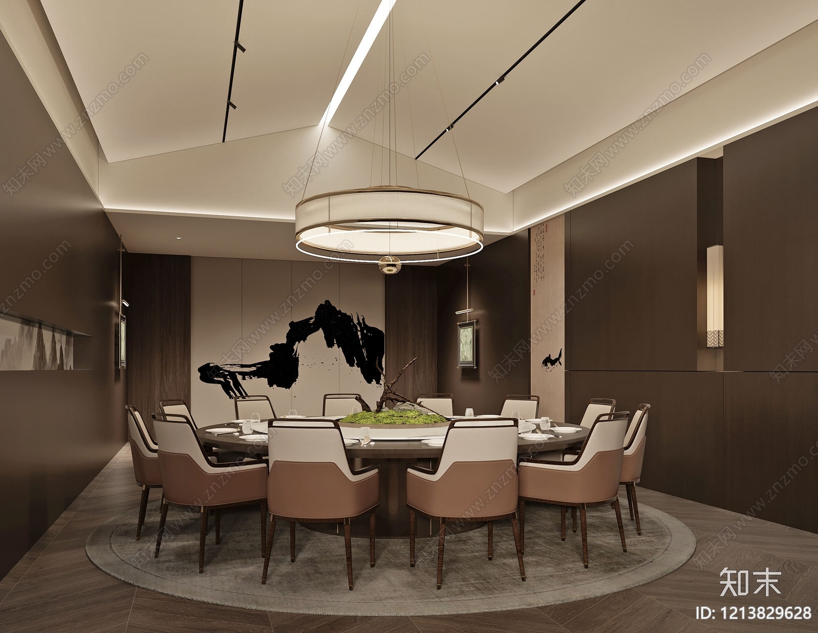 新中式包厢SU模型下载【ID:1213829628】