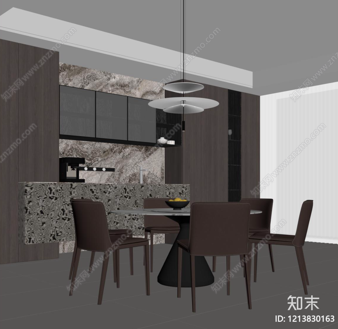 现代极简家居餐厅SU模型下载【ID:1213830163】