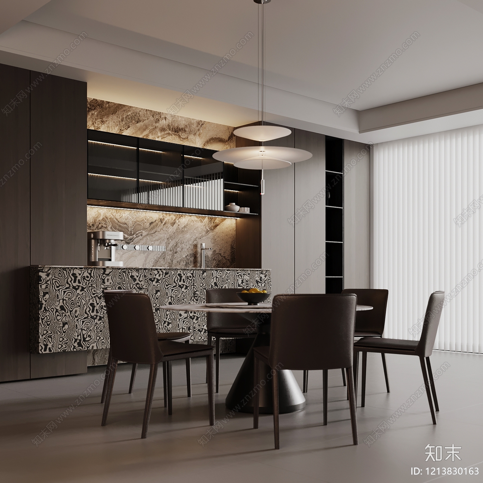 现代极简家居餐厅SU模型下载【ID:1213830163】