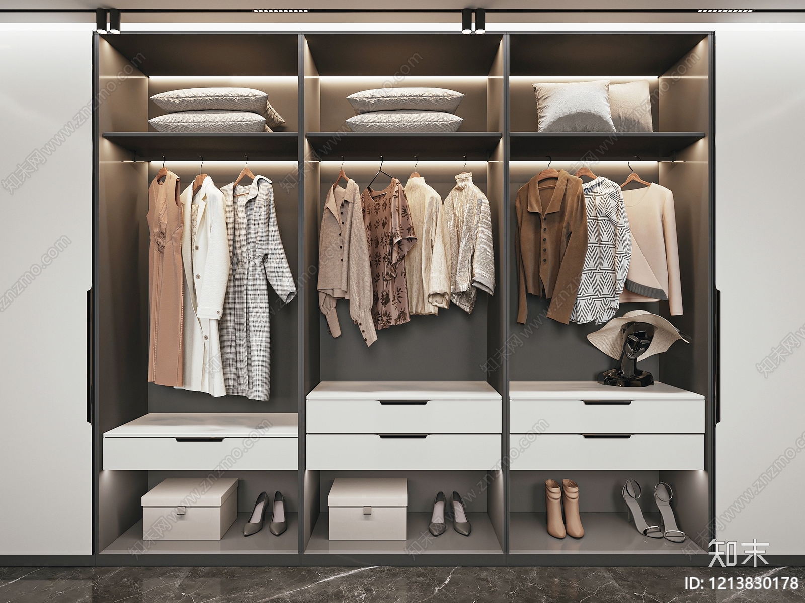 现代简约衣柜SU模型下载【ID:1213830178】