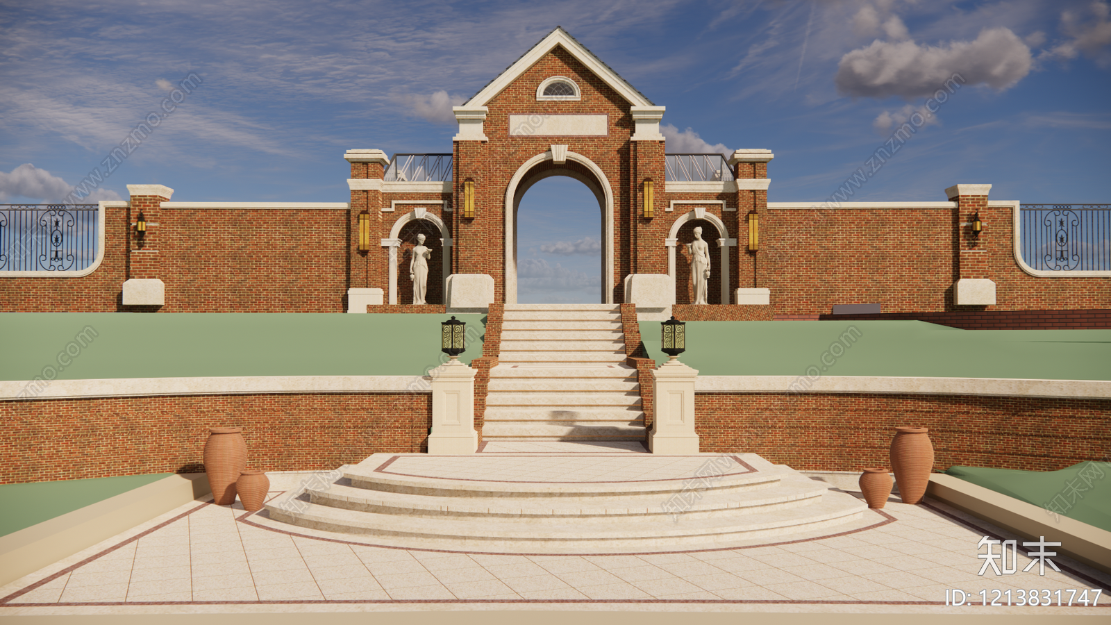 欧式古典入口大门SU模型下载【ID:1213831747】